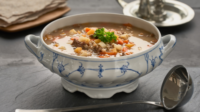Kjøttsuppe med byggryn.