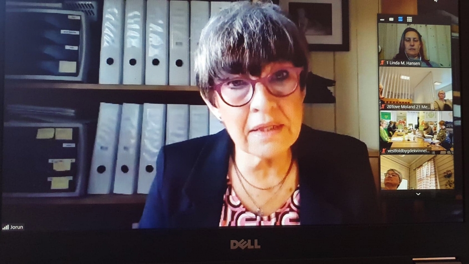 Jorunn Henriksen holdt innlegg på fra NBK. Årsmøte10/4-21