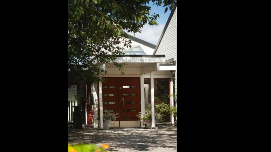 Inngangspartiet på hotellet.