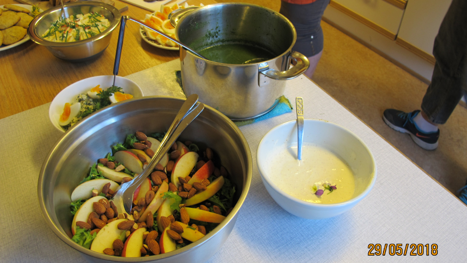 Brenneslesuppe og salat m/dressing Brenneslesuppe og salat m/dressing