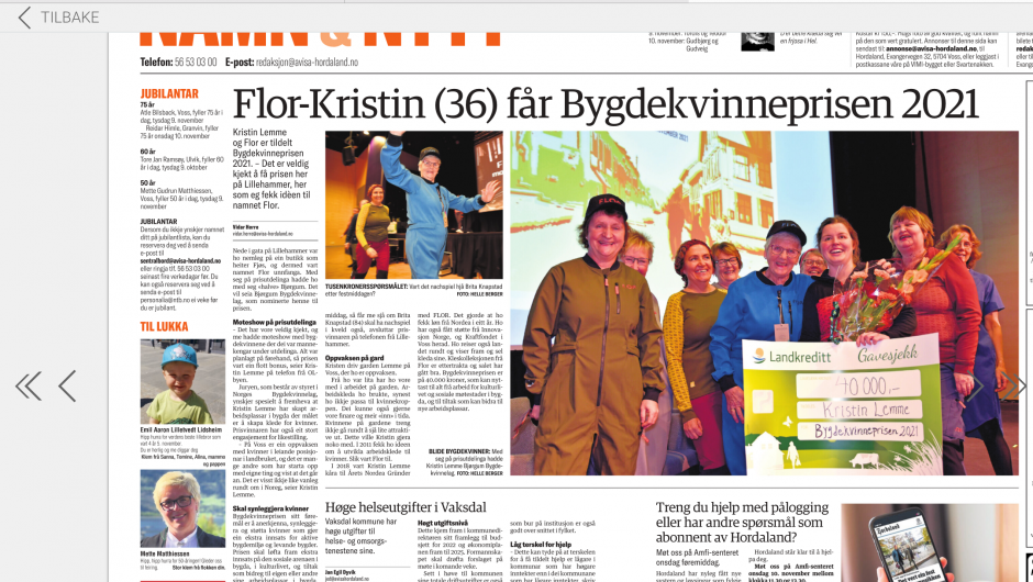 Artikkel i lokalavisa Hordaland vart det også.