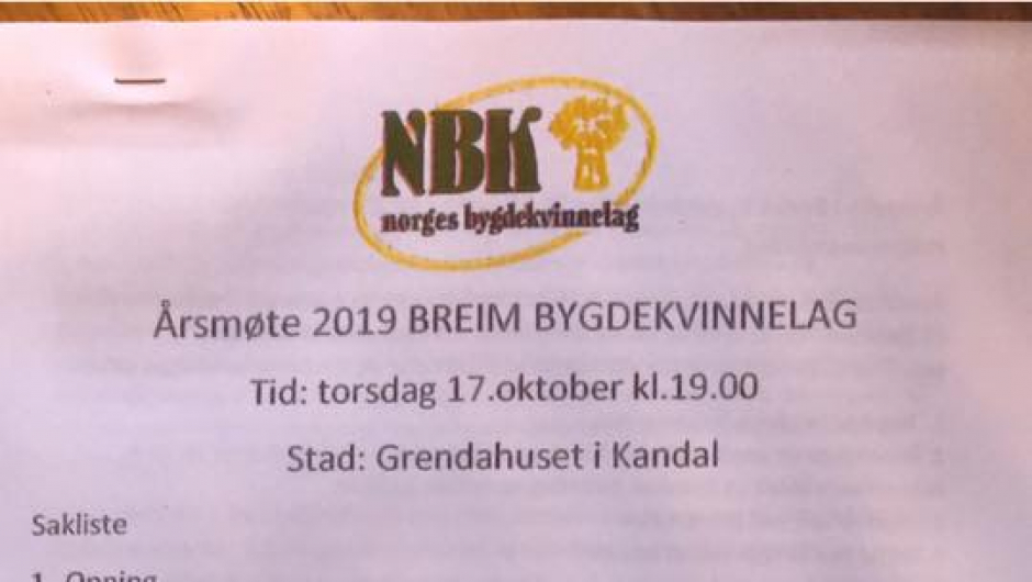 Inkalling årsmøte 2019