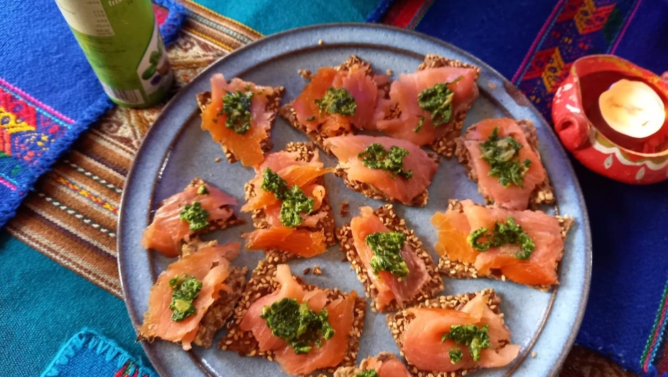 Laks med ramsløkpesto