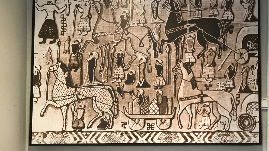 Et bilde laget av et mindre vevd bilde funnet i Osebergskipet