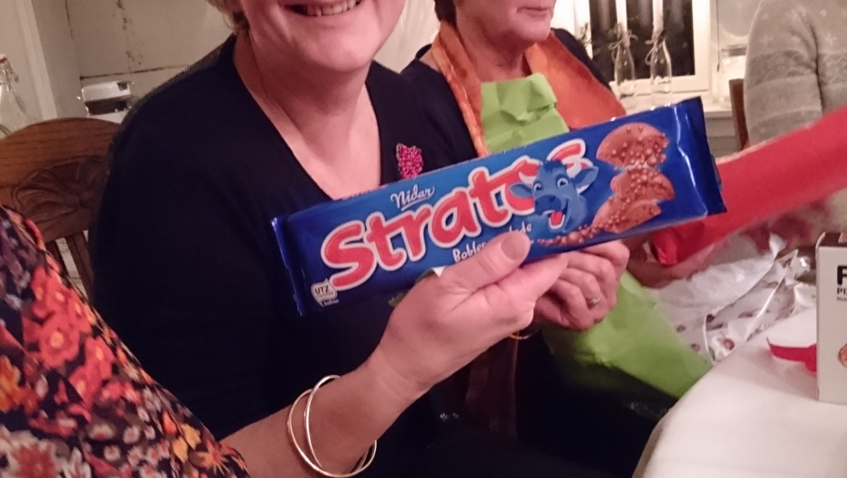 Mange fikk sjokolade, deriblant Astrid Julemøte på Førland