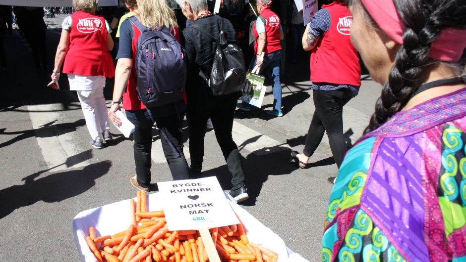 Sosan Asghari Mollestad kjører gulrøttene i aksjonstoget.