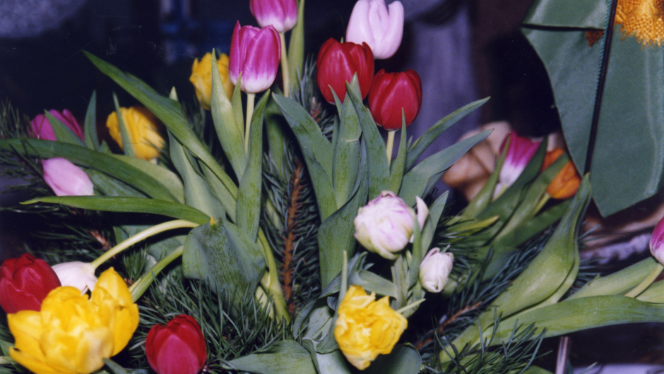 Og tulipaner prydet bordene