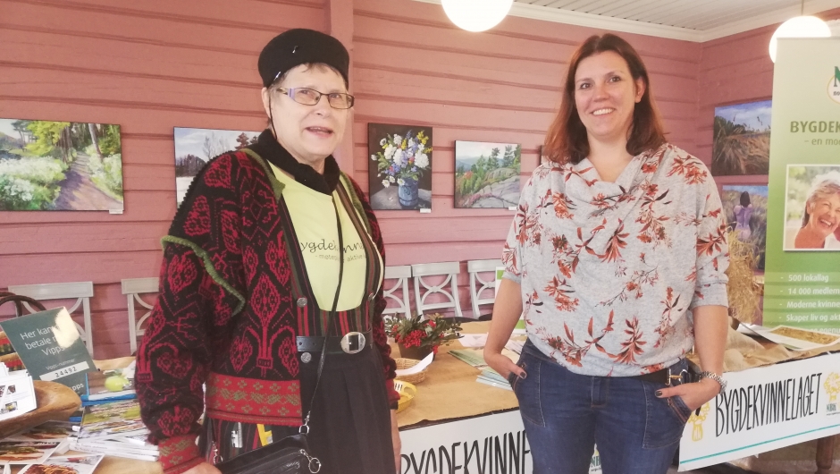 Anne Berit Finden, leder) og Lena Nerdrum ved standen til Hillestad bygdekvinnelag Anne Berit Finden, leder) og Lena Nerdrum ved standen til Hillestad bygdekvinnelag