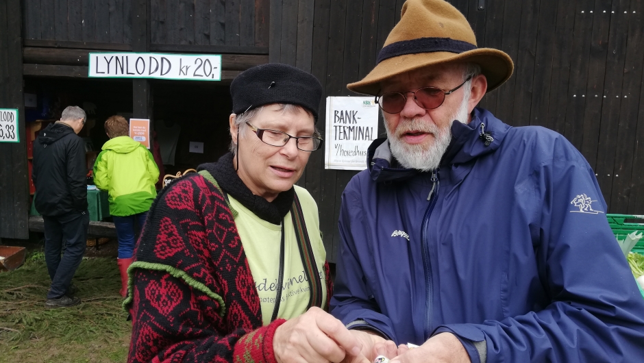 Trond Flannm får god hjelp fra Anne Berit Finden til å sjekke loddstripene. Trond Flannm får god hjelp fra Anne Berit Finden til å sjekke loddstripene.