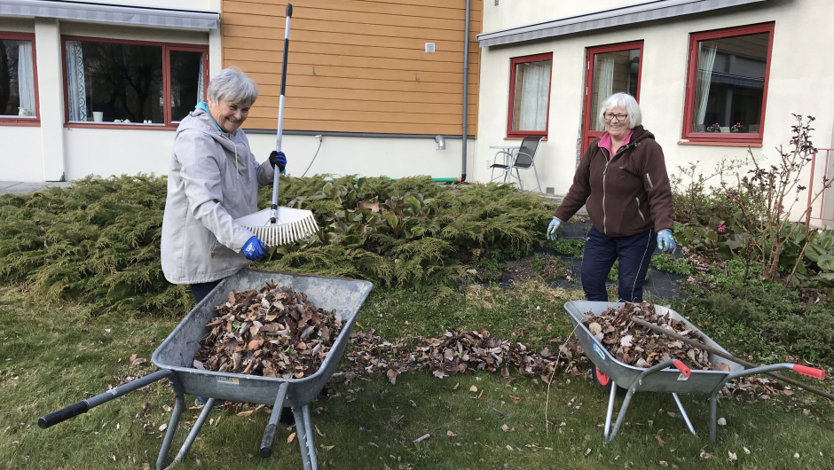 Inghild og Anne fann litt av kvart og klipte rosetrea. Inghild og Anne fann litt av kvart og klipte rosetrea.