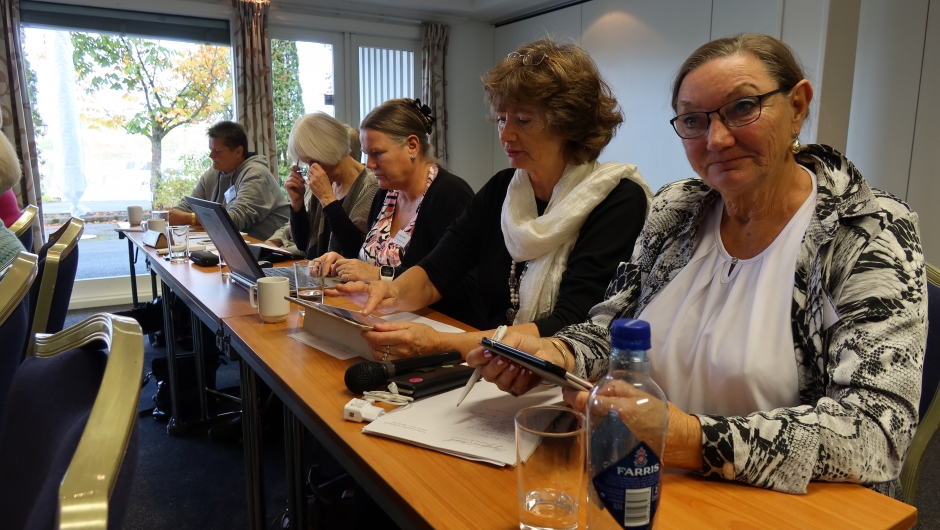 En del av fylkesstyret på bakerste benk En del av fylkesstyret på bakerste benk