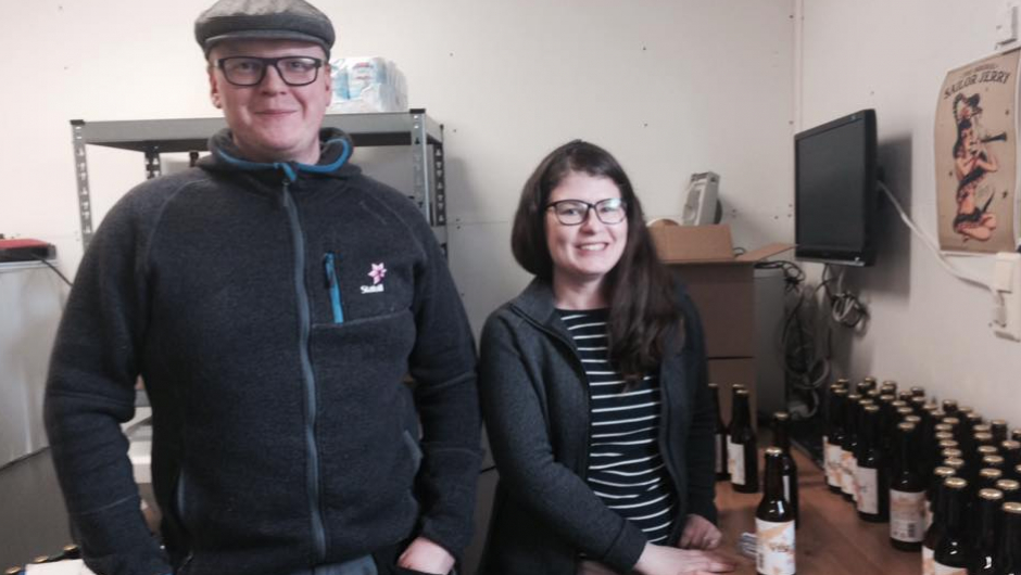 Roar Haukvik og Aili Kaasik i Fjord bryggeri Roar Haukvik og Aili Kaasik i Fjord bryggeri