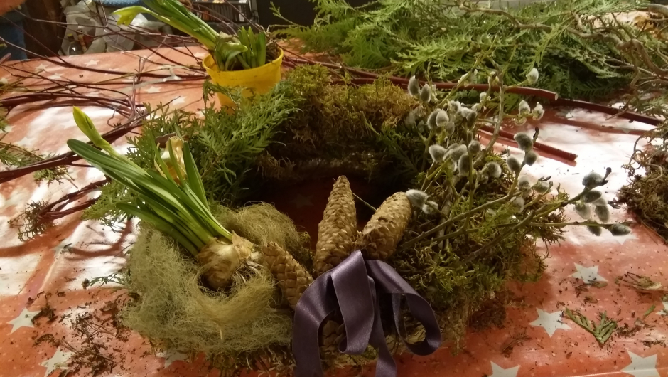 Halmkrans dekket med mose Halmkrans dekket med mose