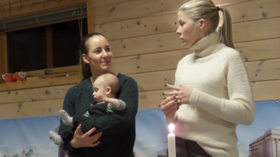 Tina Bjørnvold, vesle Amund og Hege Sørby